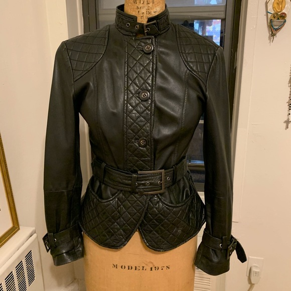 Jackets & Blazers - Zara Basics Black Leather Quilted Jacket